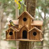 Wooden Birdhouse with 6 Entrances – Natural Wood, Weatherproof, 13×19.8×15cm