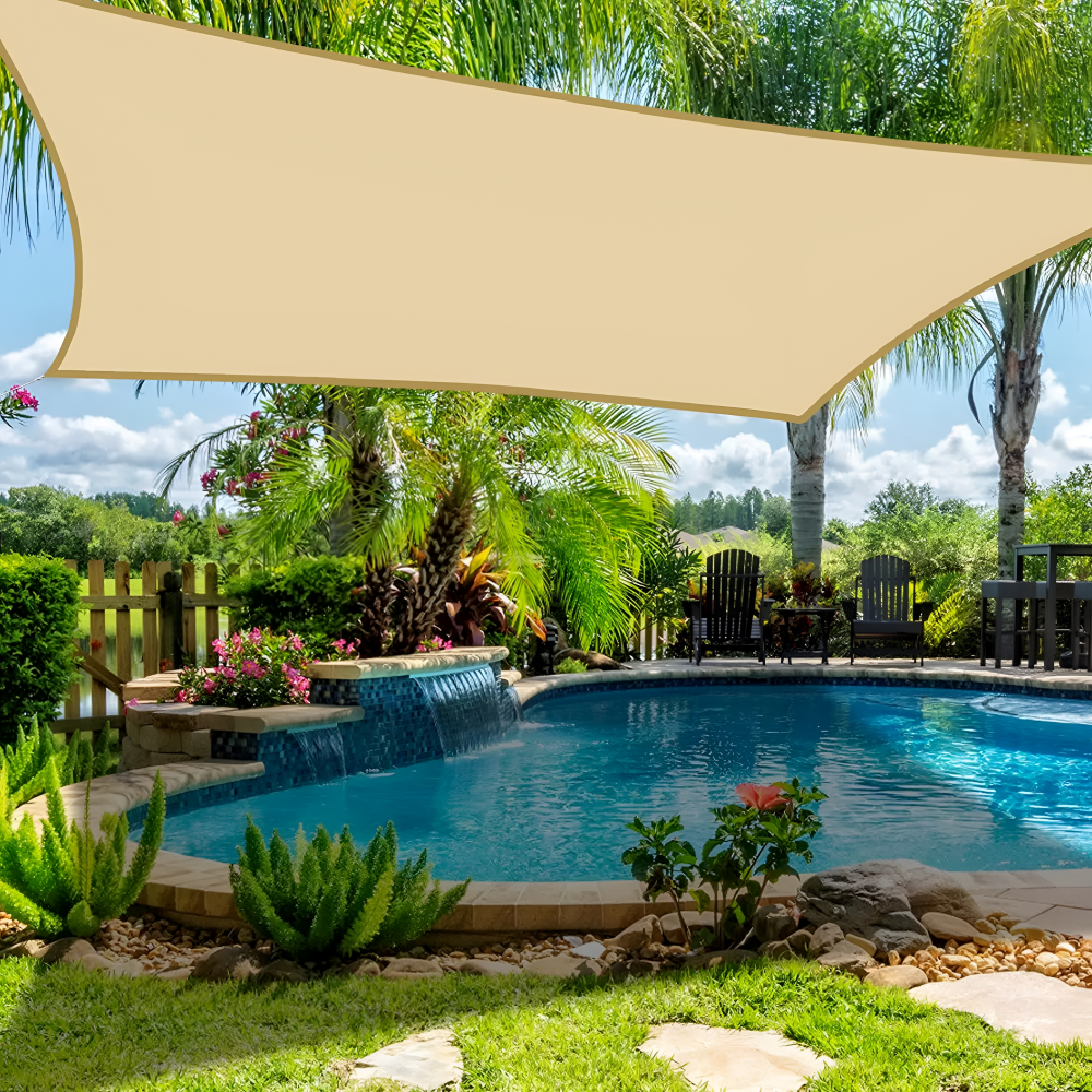 Rectangular Waterproof Sun Shade Sail – PU-Coated Polyester, UV Protection, 200×300 to 300×600cm