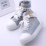 Ava – White High-Top Leather Sneakers with Zipper for Women