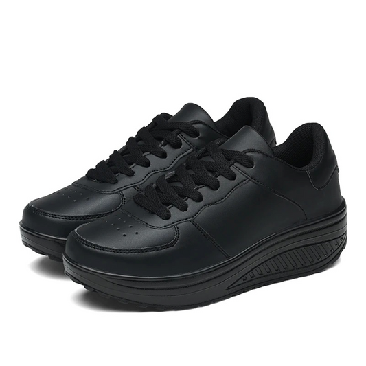 Orthopedic Women's Sneakers in Black Leather – FlexiStep