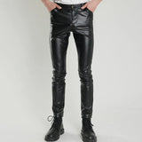 Lars – Skinny Fit Elastic Leather Pants for Men - Black