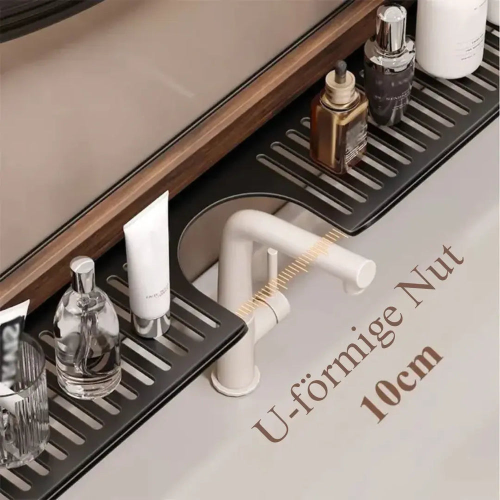 Walnut Wood Sink Shelf – No Drill Organizer for Effortless Kitchen Storage