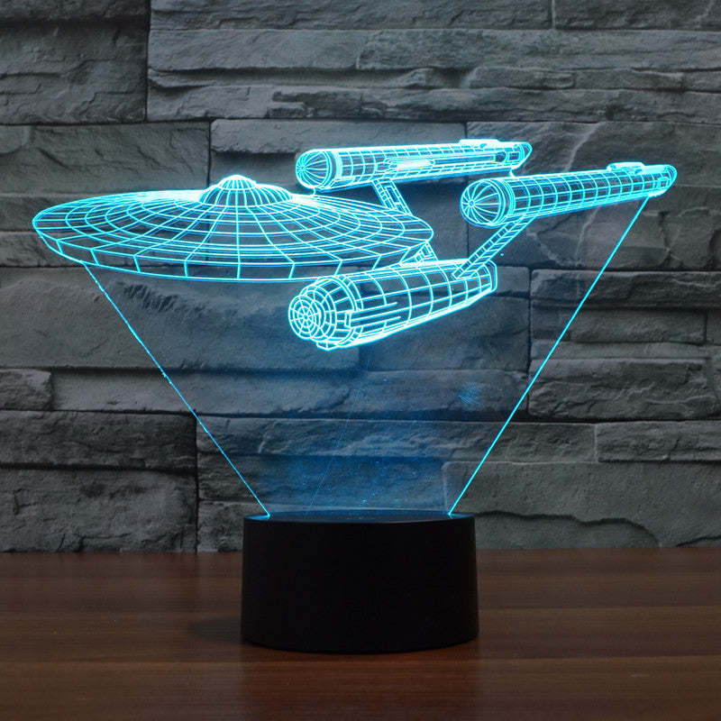 Starship Enterprise 3D LED Lamp – Multicolor Illusion, Acrylic & 50,000-Hour Night Light