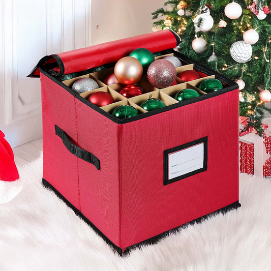 Ornament Storage Box Organizer – 3 Removable Trays & 600D Oxford Fabric