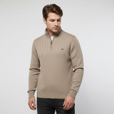 Knitted Sweater with Zip - Collar Sweater