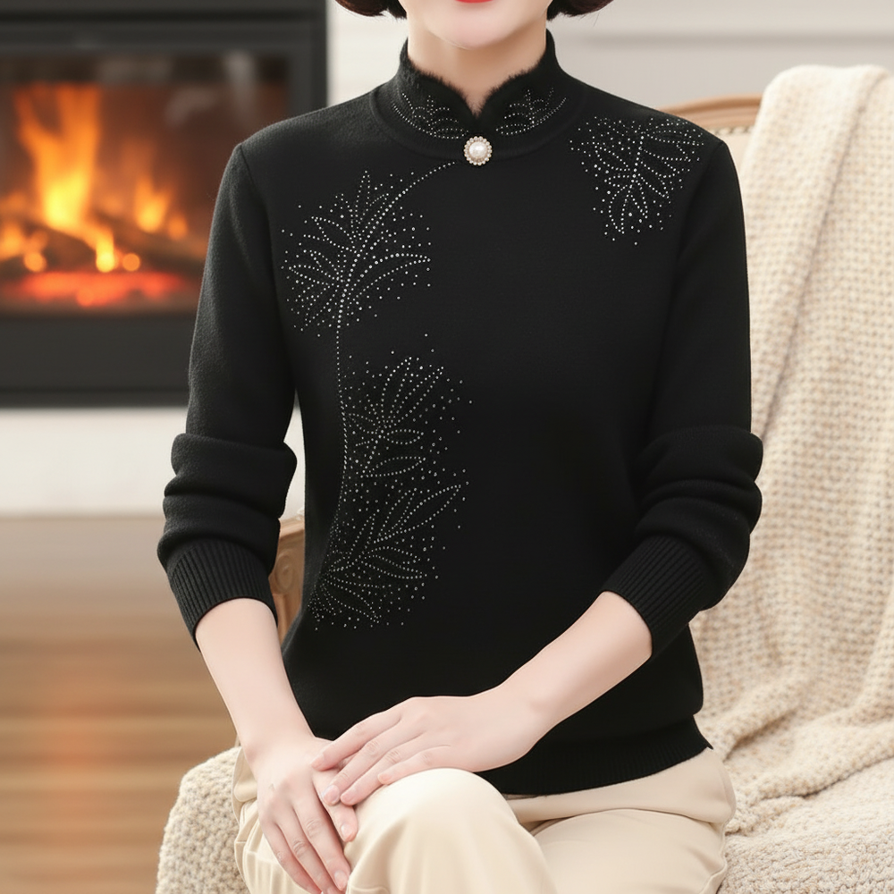 Knitted Sweater with High Collar - Susanne