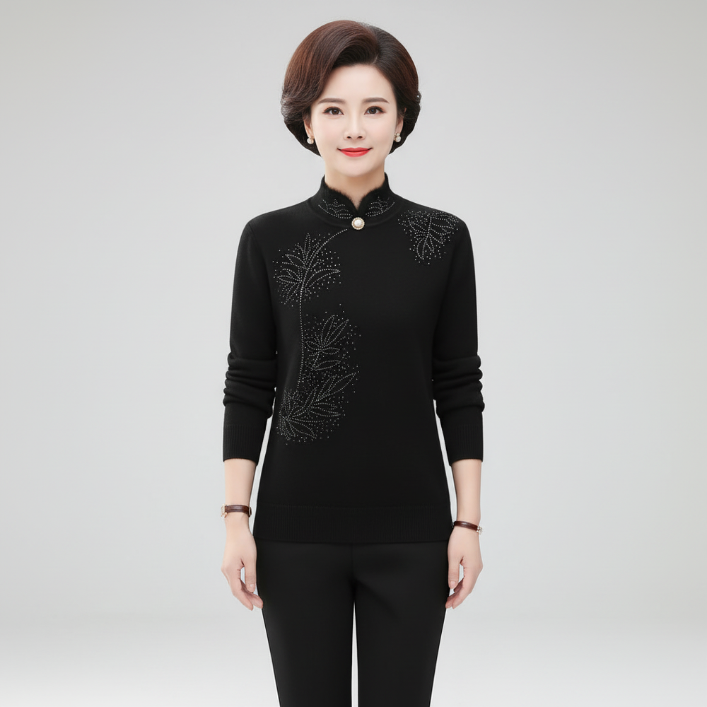 Knitted Sweater with High Collar - Susanne