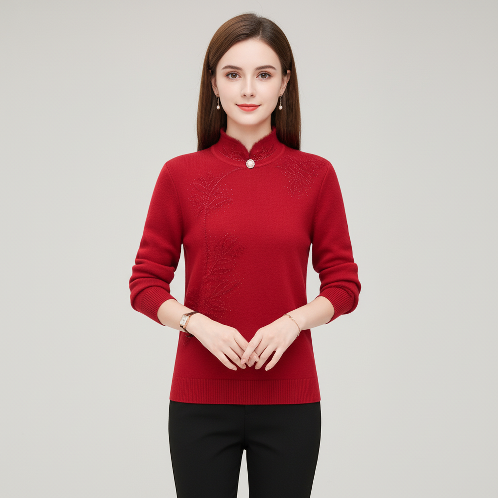 Knitted Sweater with High Collar - Susanne