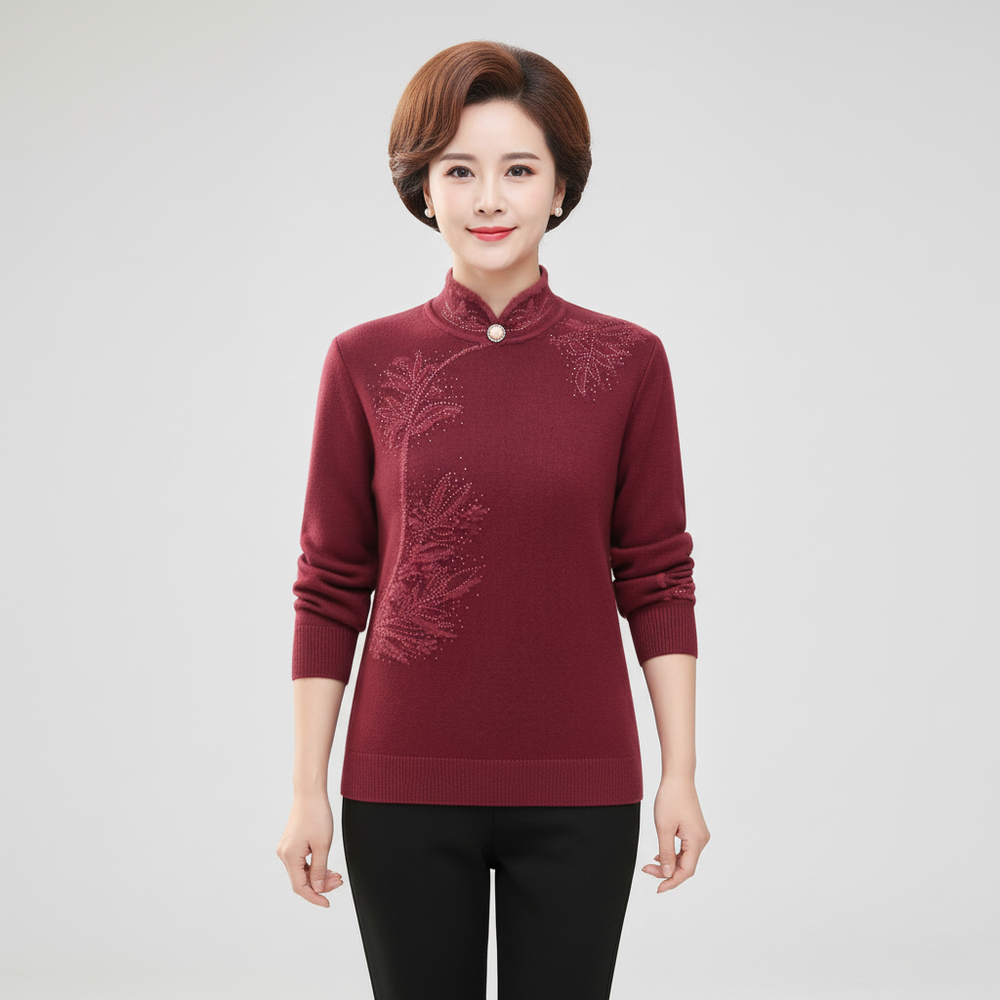 Knitted Sweater with High Collar - Susanne
