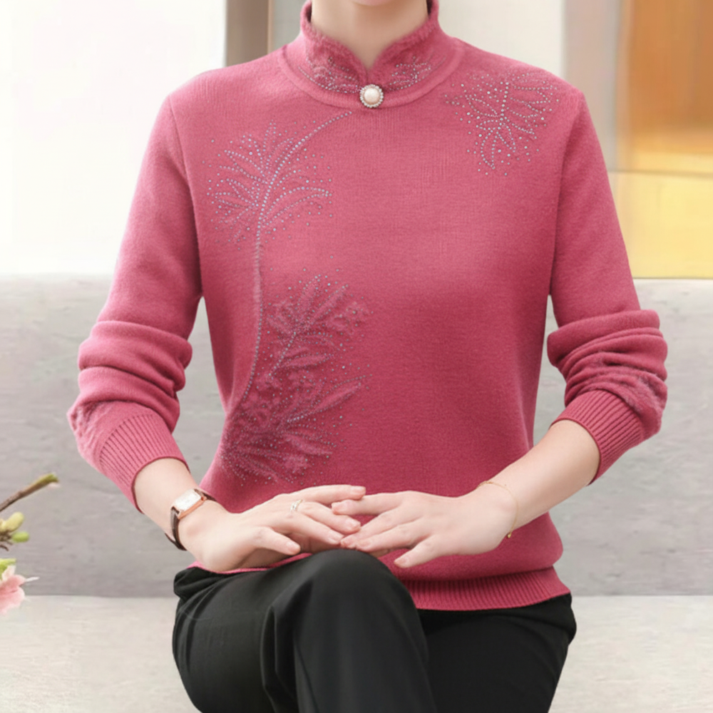 Knitted Sweater with High Collar - Susanne