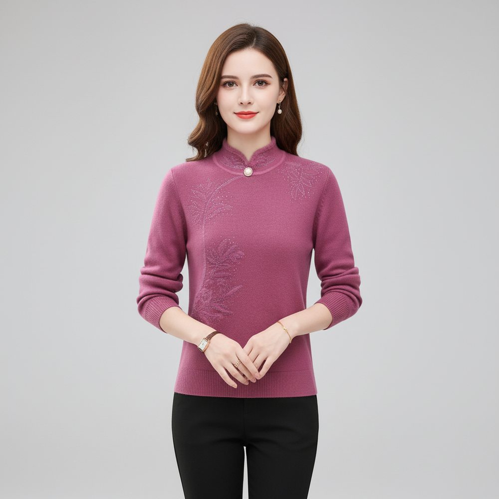 Knitted Sweater with High Collar - Susanne