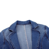 Structured Denim Blazer With Lapel Collar - Alice - 6