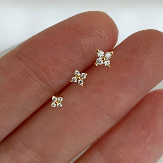 Flower Stud Earrings – Mother's Day Gift, Gold Tone & Birthstone Jewelry