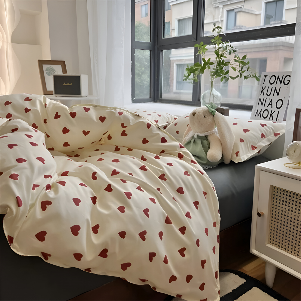 Optimized Product Title: "Herzmuster Bettwäsche-Set für ein gemütliches Schlafzimmer | Hochwertige Baumwolle | 2-teiliges Set" 

This title includes relevant keywords, highlights the material, and specifies that it's a two-piece set, making it more appeal