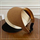 Sun Hat Wide Brim Foldable Straw Visor