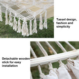Kalsten | 200x150cm Double Outdoor Camping Fringe Canvas Hammock with Pole (White)