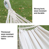 Kalsten | 200x150cm Double Outdoor Camping Fringe Canvas Hammock with Pole (White)