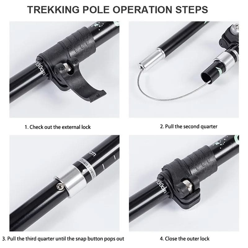 Aluminum Telescopic Trekking Poles – Adjustable 110-130cm, EVA Grip, 5-Section