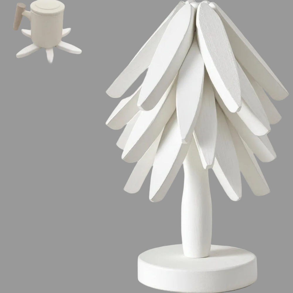 Kitchen Trivet Wooden Heat Resistant Folding Tree Design Set