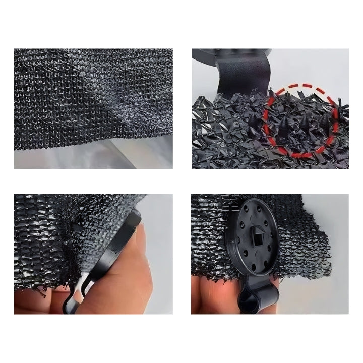 Shade Sail Net Fixing Clips – Plastic, 6×4cm, Black, Set of 50