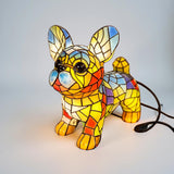 Table Lamp Stained Glass Dog Figurine Accent Light