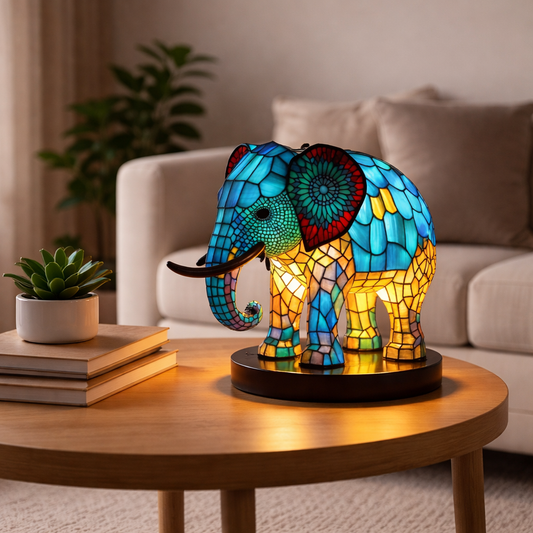 Animal LED Table Lamp – Stained Glass Style Accent Light for Home Decor