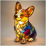 Table Lamp Stained Glass Dog LED Night Light Decorative Desk Lamp
