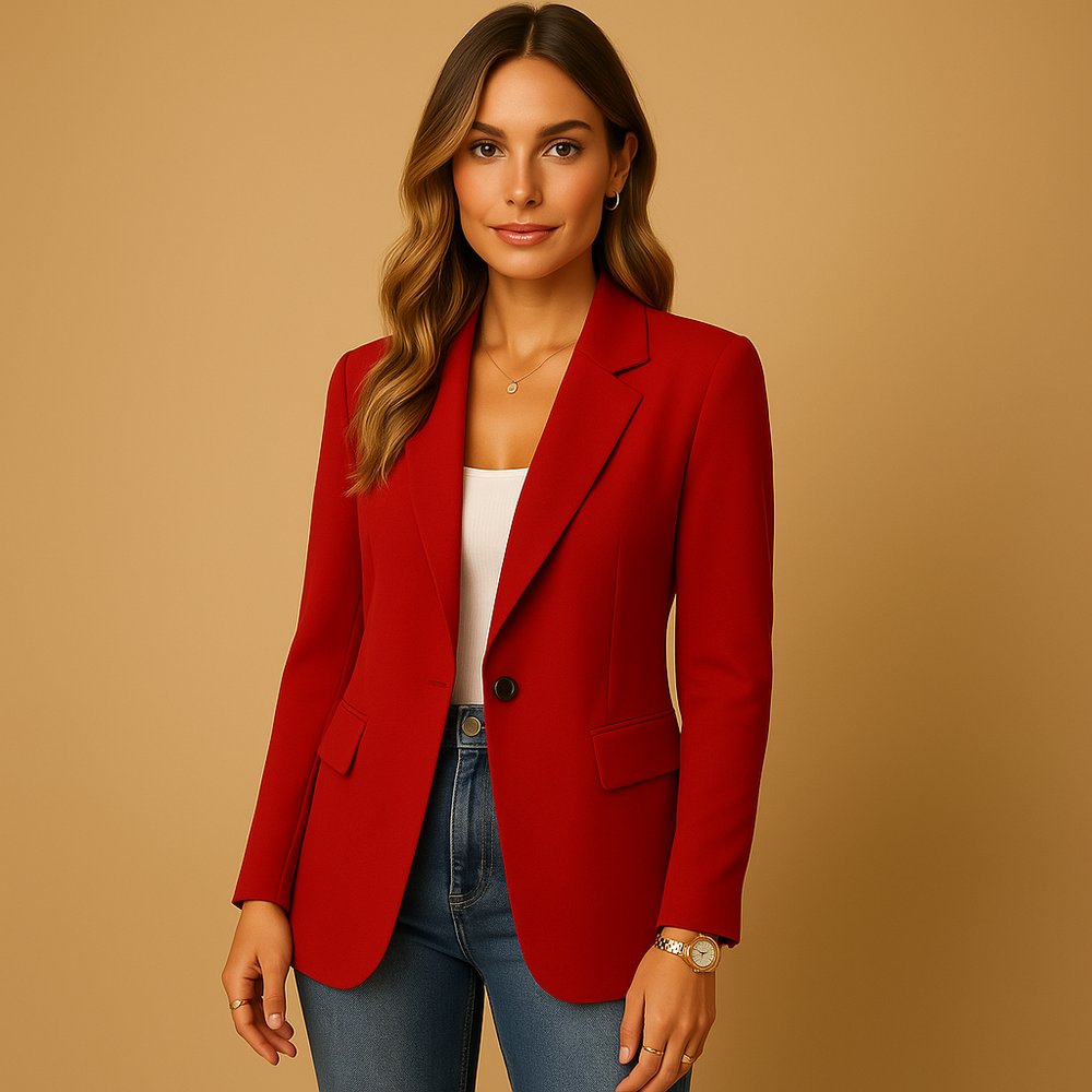 Alexandra – Fitted Blazer with Stretch Comfort – Red