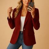 Alexandra – Fitted Blazer with Stretch Comfort – Burgundy