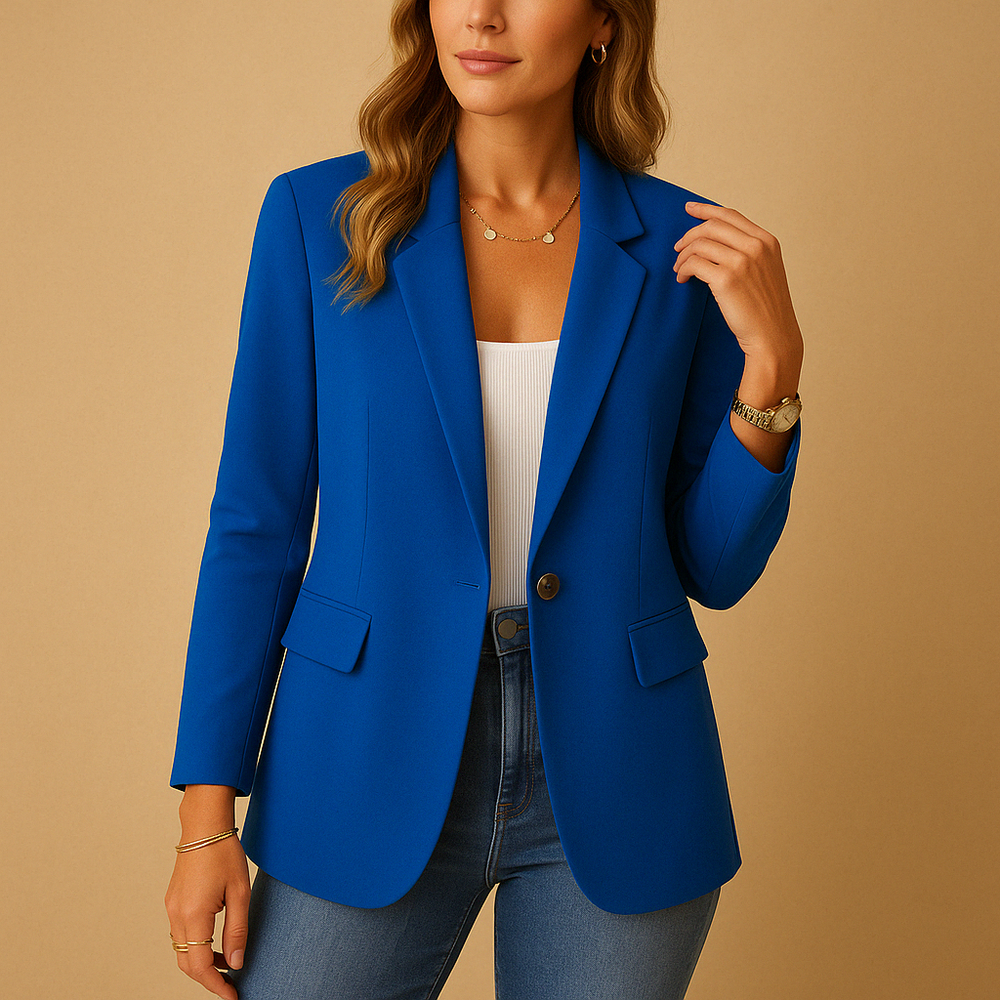 Alexandra – Fitted Blazer with Stretch Comfort – Blue