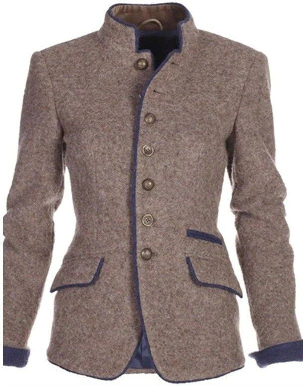 Fitted Women's Blazer with Stand-Up Collar - Eliana - 2