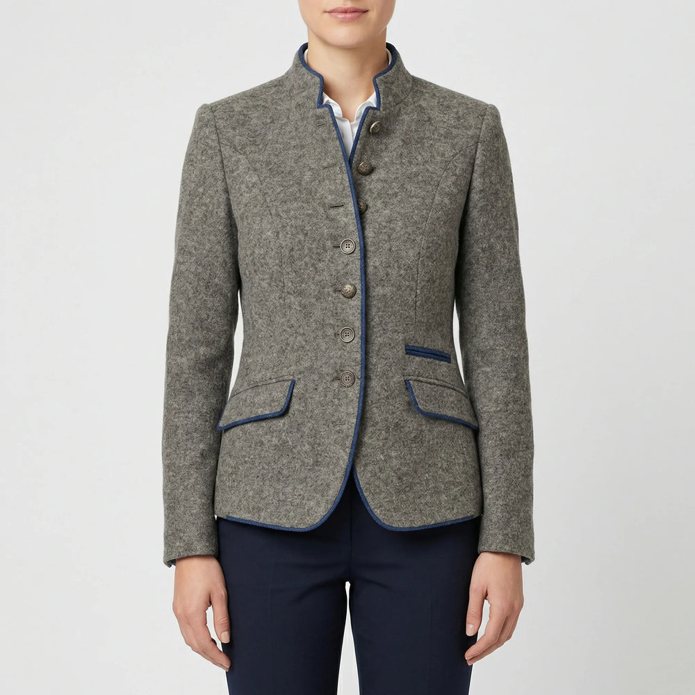 Fitted Women's Blazer with Stand-Up Collar - Eliana - 3