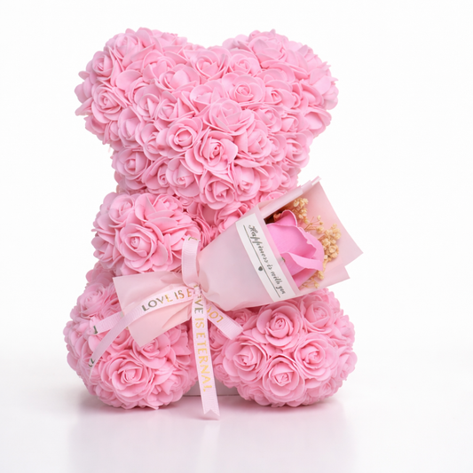 Rose Bear Table Decor – Artificial Flower, Valentine's Gift & Display Piece