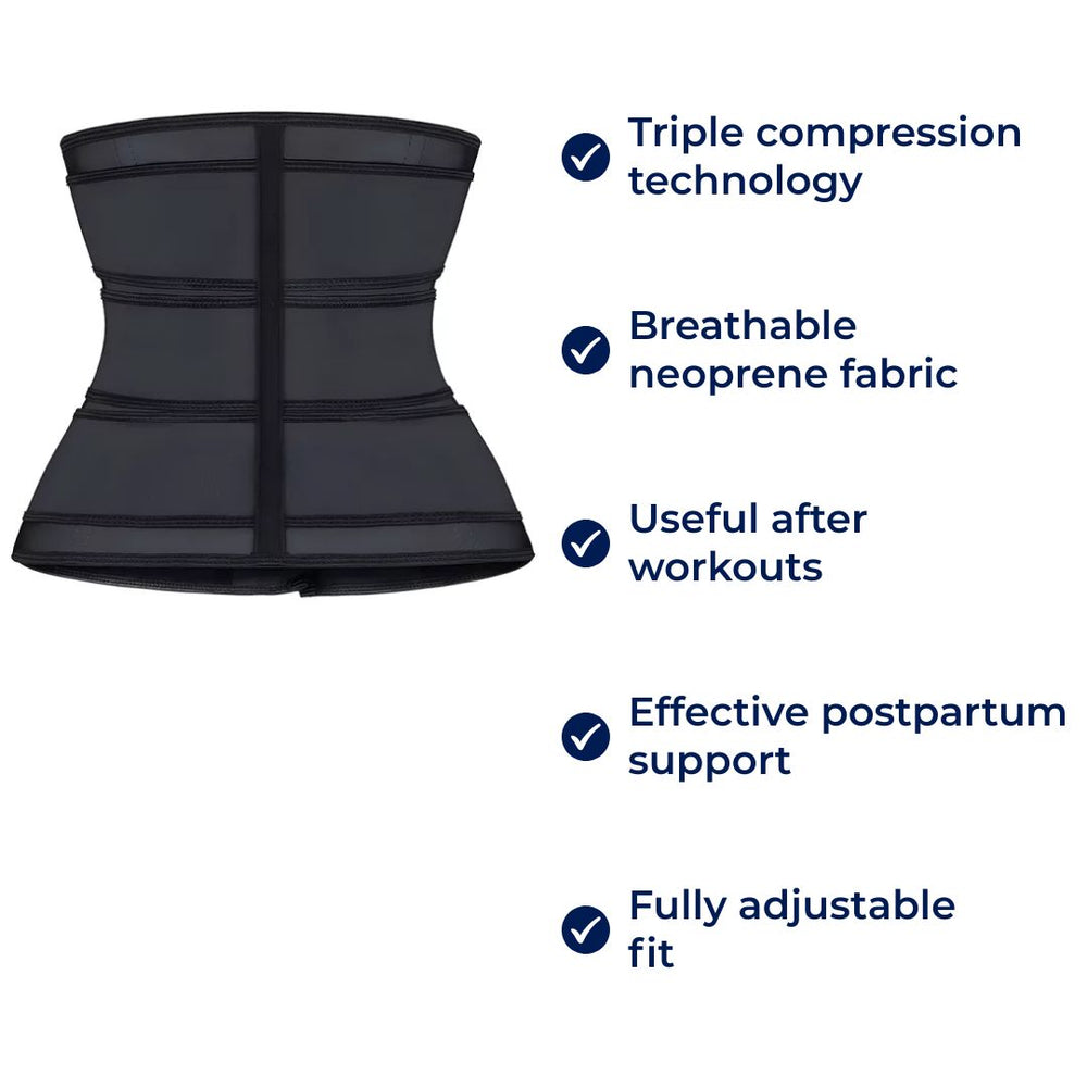 ThermoCore | Waist Trainer Belt – Triple Compression – Breathable Neoprene Fit – Post‑Workout & Postpartum Use Bowlift