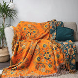 Throw Blanket Reversible Cotton Gauze Floral Sofa Bed Cover