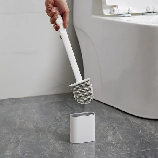 Silicone Toilet Brush – Wall-Mounted Bathroom Cleaner & Holder Set