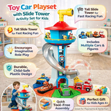 Toy Car Playset – Kids Activity Set & Slide Tower Design