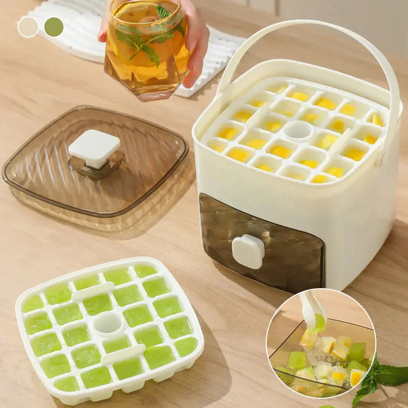 Optimized Product Title: **Eiswürfelbox mit Druckfunktion – 48 mühelos hergestellte, kleckerfreie Eiswürfel für perfekte Erfrischungen**