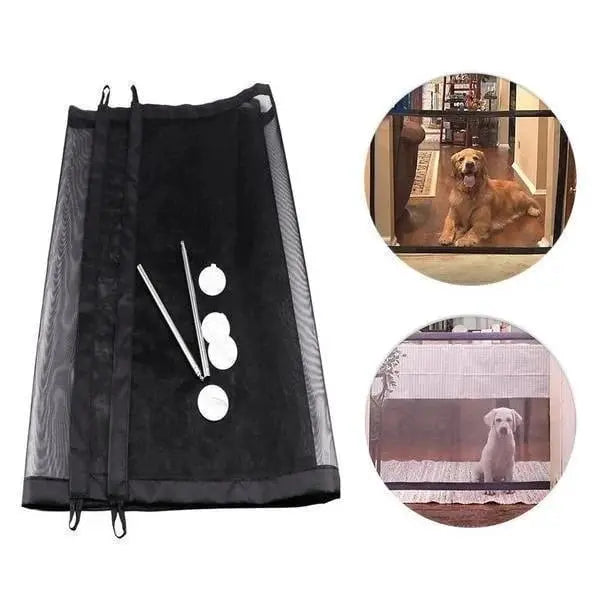 Portable Pet Safety Gate – Nylon Mesh, Stainless Steel Bars & Tool-Free Mounting
