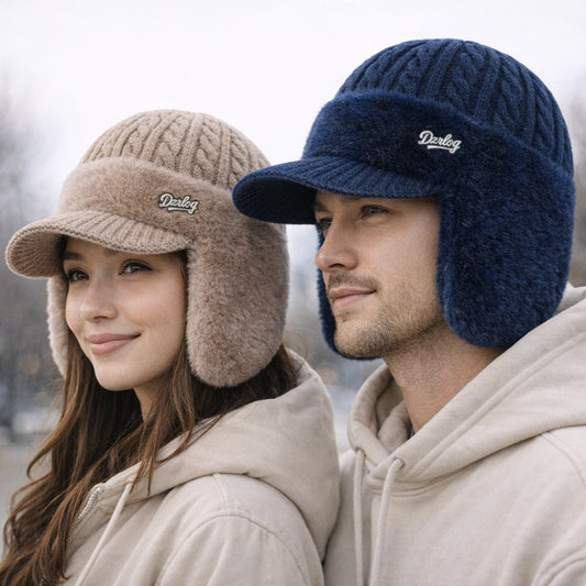 Trapper Winter Hat – Knit Fabric, Ear Flap & Visor Style Design