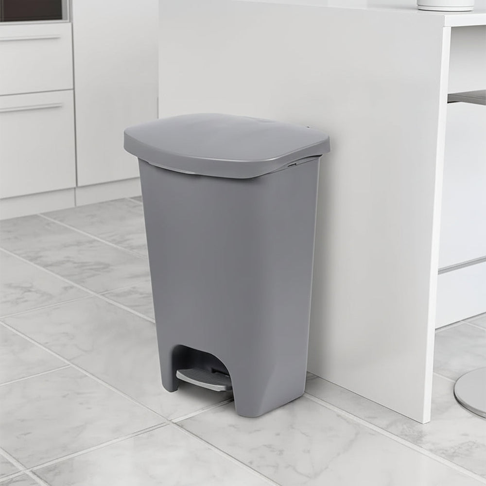 13 Gallon White Kitchen Trash Can Step Pedal Odor Protection
