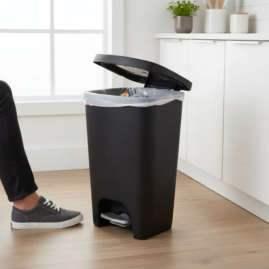 Kitchen Trash Can – 13 Gallon, White & Step Pedal with Odor Protection