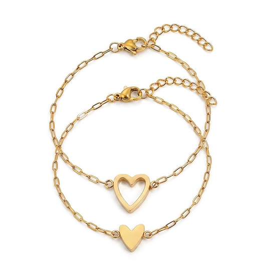 Matching Couple Bracelet – Adjustable & Heart Chain