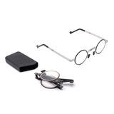 BowLift | Titanium Reading Glasses with Blue Light Protection – Foldable and Lightweight, Silver, Round/Square