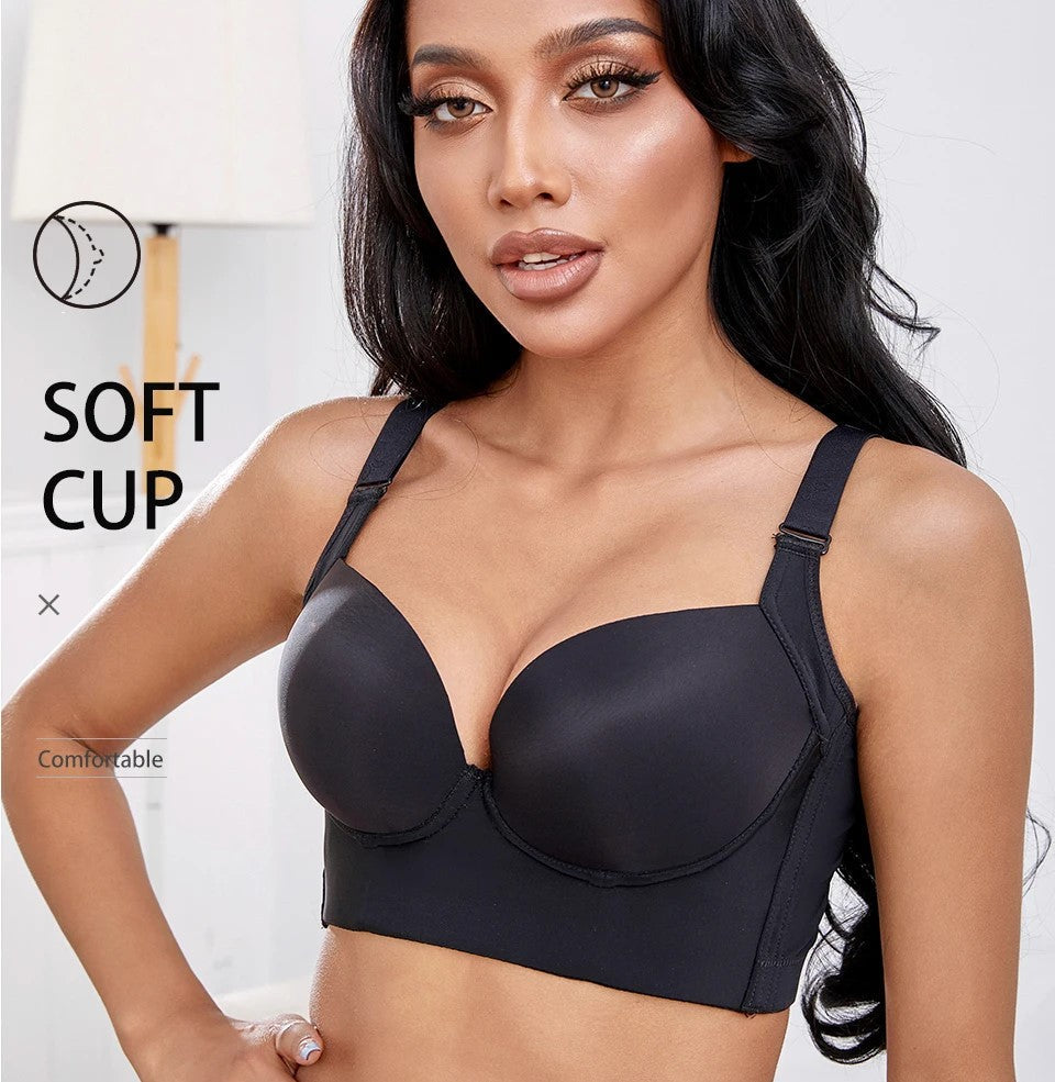 Plus-Size Push-Up Bra with Deep Cups for Maximum Lift and Comfort - Perfect Fit for Curvy Figures