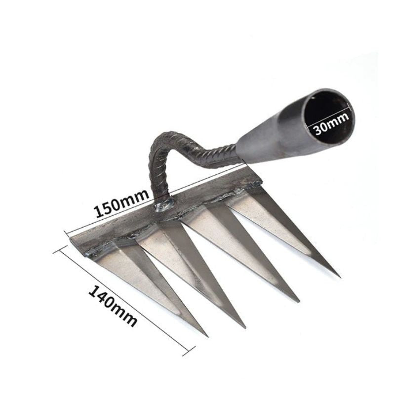 Carbon Steel Garden Rake – Wooden Handle, 4 to 7 Teeth & Hardened Tines