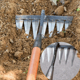 Carbon Steel Garden Rake – Wooden Handle, 4 to 7 Teeth & Hardened Tines