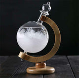 BowLift | Storm Glass Weather Predicting Forecast Bottle Crystal Desktop Barometer with Wooden Base
