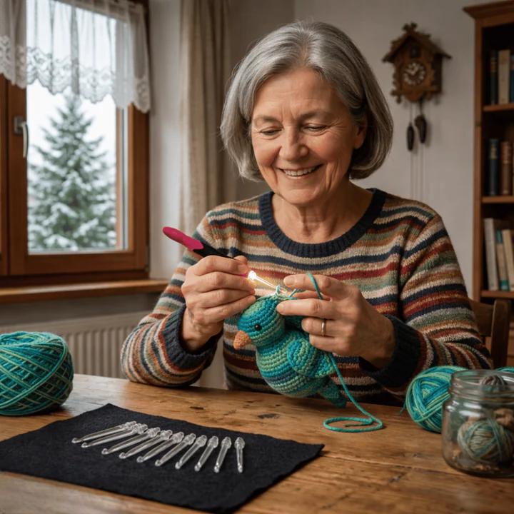 LED Häkelnadel Set – Präzise Maschenkontrolle bei schwachem Licht | Ergonomische Häkelnadeln mit integriertem Licht
