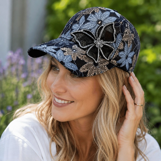 Women's Sequin Butterfly Baseball Cap – Breathable Mesh, Adjustable & Size M 56-58cm